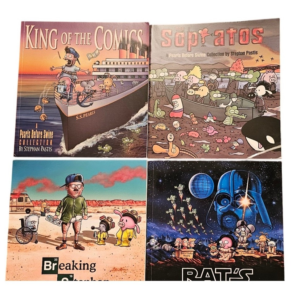 Pearls Before Swine Comic 4 Book Lot Stephan Pastis Sopratos Breaking Stephan
